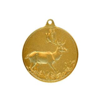 Jagdmedaille "Damhirsch" vergoldet Text