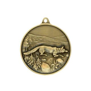 Jagdmedaille "Fuchs" bronzefarbig Text