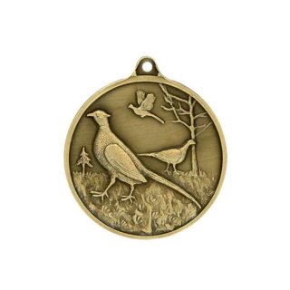 Jagdmedaille "Fasan" bronzefarbig Text